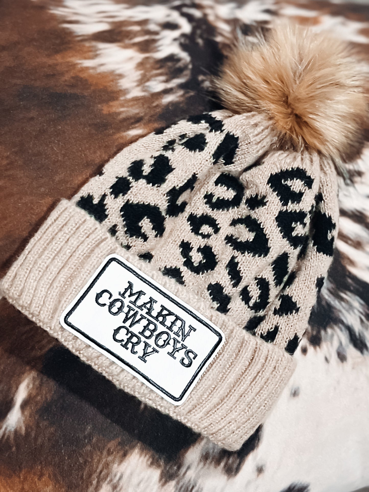 Leopard Pom Beanie