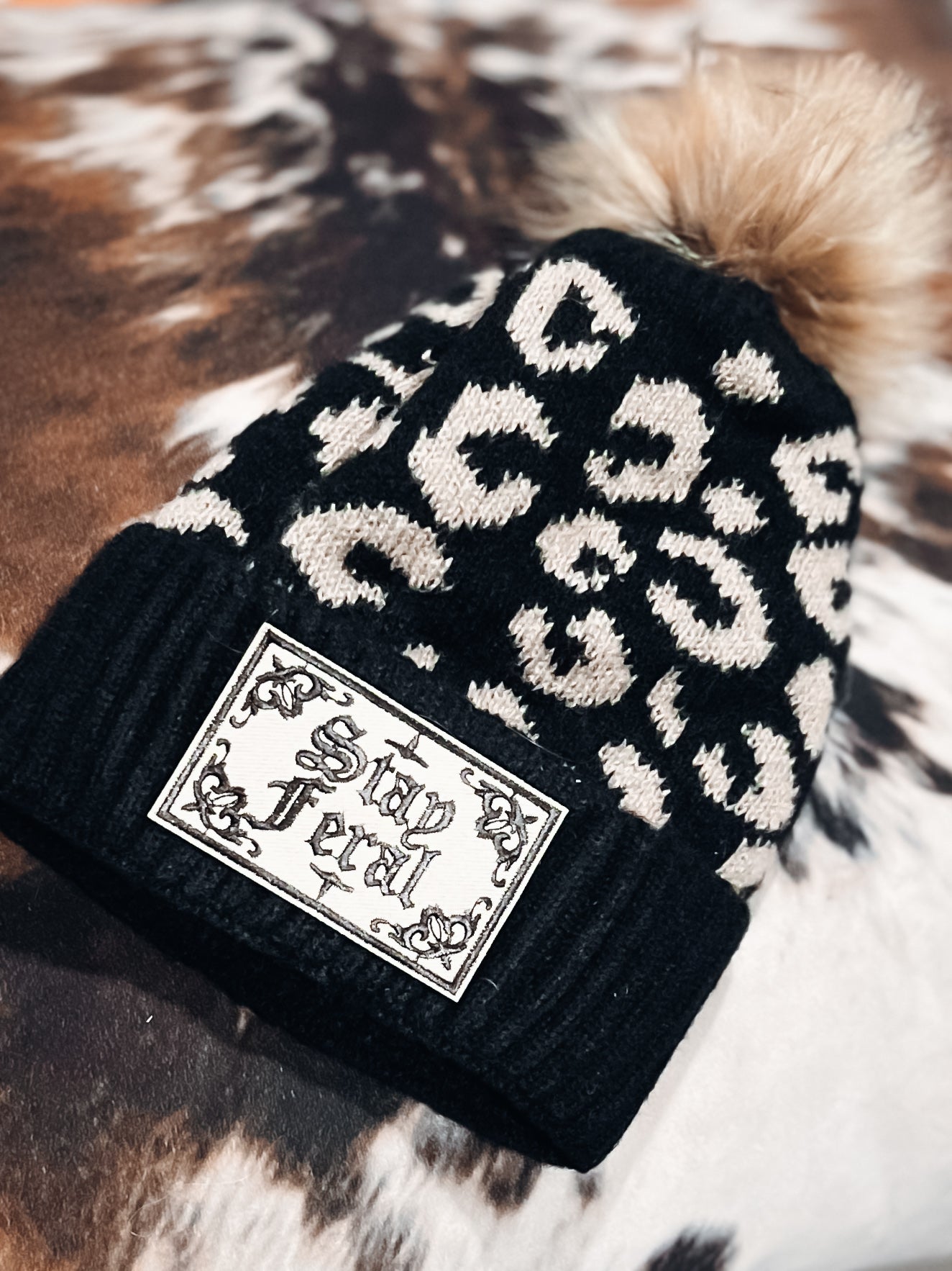 Leopard Pom Beanie