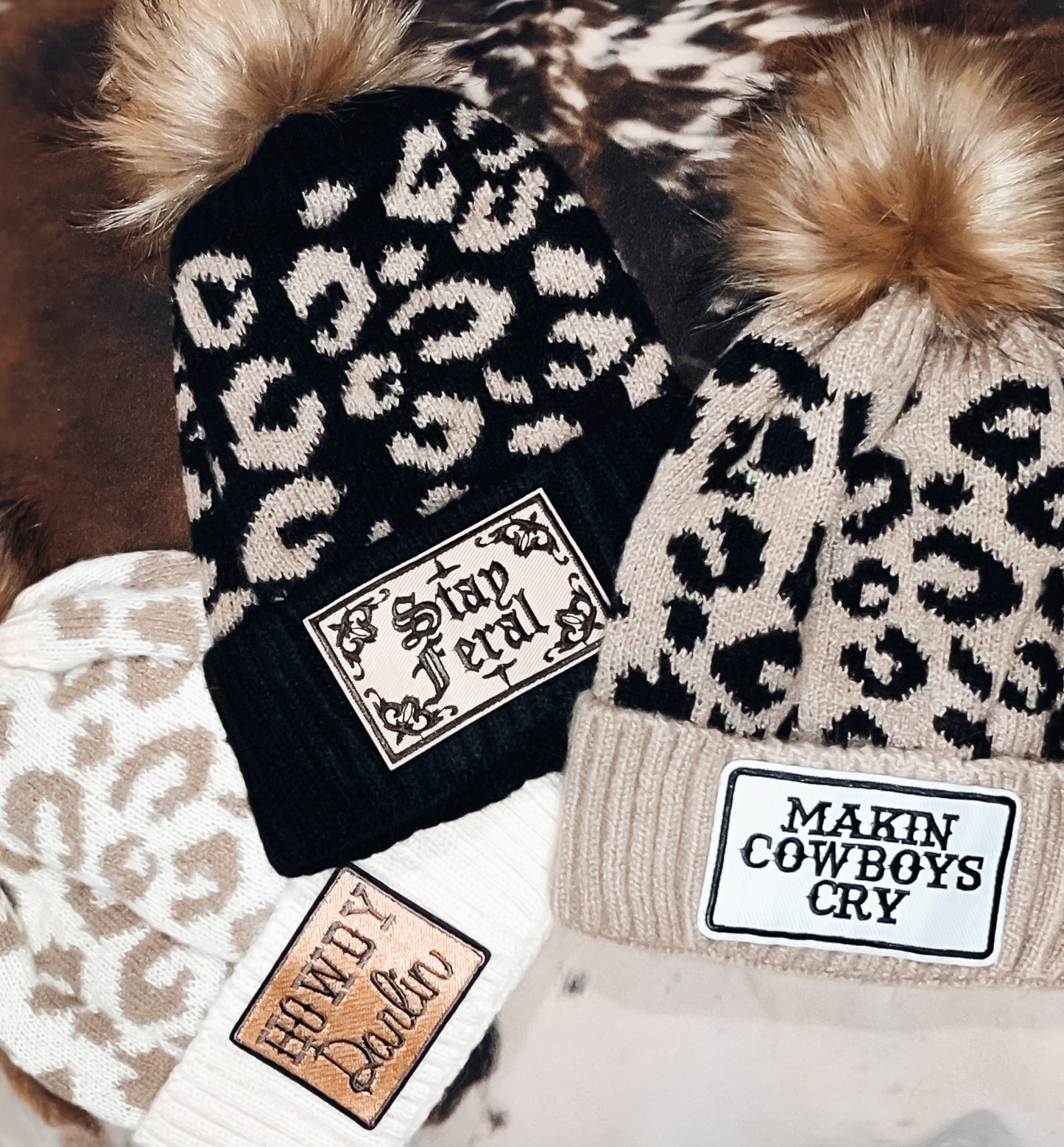 Leopard Pom Beanie