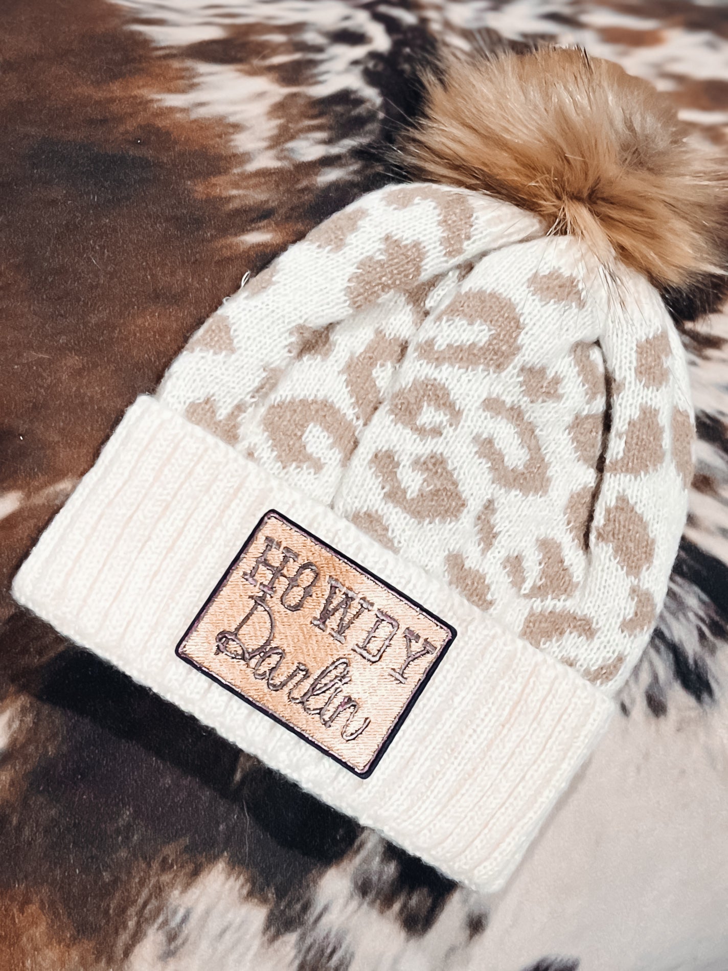 Leopard Pom Beanie